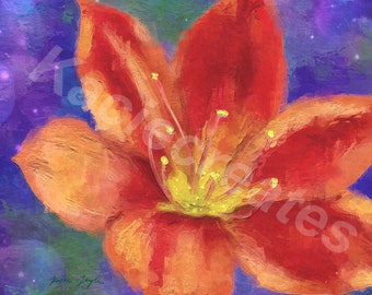 Bright Orange Flower Digital Painting Downloadable Print