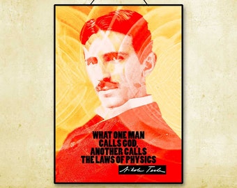 Nikola Tesla Inspiration Quote Printable Instant Download Poster Colorful Wall Art Print Scientific