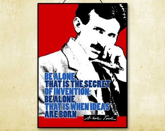 Nikola Tesla Inspirational Famous Quote Printable Instant Download Science Nerdy Poster Typography Digital Wall