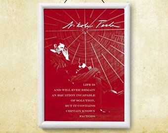 Printable Instant Download Poster Nikola Tesla Life Quote Art Print Wall