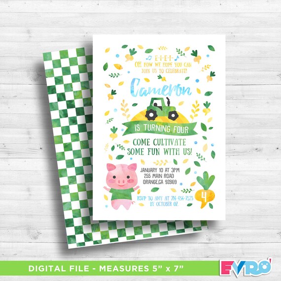 Les Agriculteurs Invitation Danniversaire Invitations De Etsy Les Agriculteurs Invitation Danniversaire Invitations De Etsy
