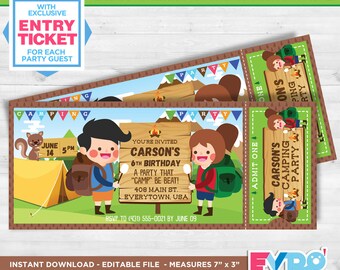 Camping Invitation - Camping Birthday Invitation - Sleepover Birthday Invitation - Camping Party - Camp Printable or Printed Invitation