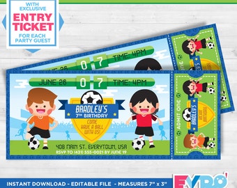 Soccer Invitations.Futbol Birthday.Soccer Birthday.Soccer Invitation. Futbol Invitation Ticket.Sport Ticket.Football Party.Soccer Party