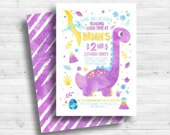 Girl Dinosaur Birthday invitation, Dinosaur Birthday, Dinosaur Party, Watercolor, Dino Girl, Dinosaur Party Invitation, Dinosaur Printable