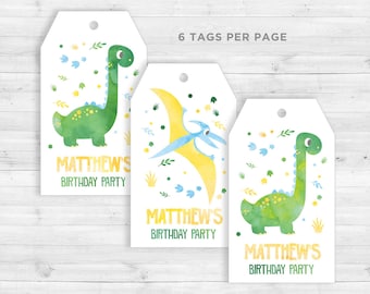Favor Tags Dinosaur, Dino Tags, Dinosaur Party, Watercolor, Dino Favor Tags, Dinosaur Party Kids, Dinosaur Printable, Cuztomizable Tags
