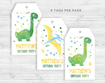 Tags Dinosaurio, Dino Tags, Fiesta Dinosaurio, Acuarelas,  Dino Tags, Dinosaurios, Dinosaurio Imprimible, Tags Personalizables