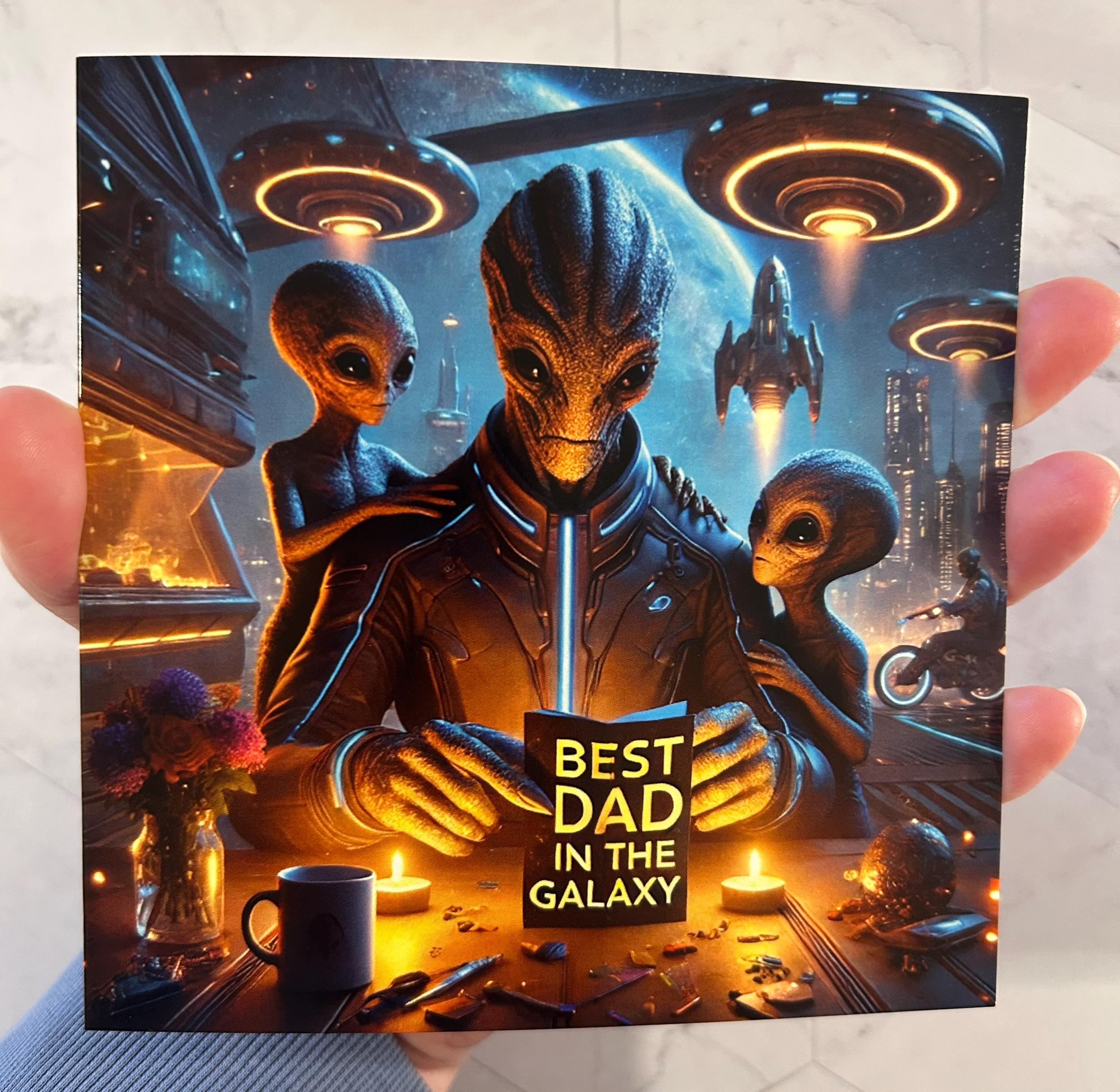 Alien Father's Day Card, Sci Fi Extraterrestrial Dad Greeting, Non ...