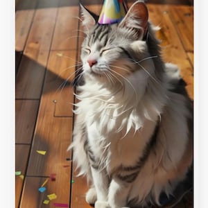 Cat themed birthday card, Cat Birthday Card for Cat Lovers & Cat Ladies, Cat Mom, Cat Dad, Cat in a sunbeam birthday card, favorite things