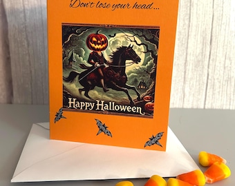 Legend of Sleepy Hollow Halloween Card: Headless Horseman Illustration