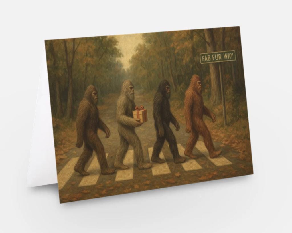 Sasquatch Riding Zebra Bigfoot Birthday Card: Humorous Sasquatch Zebra Crossing Parody - Etsy