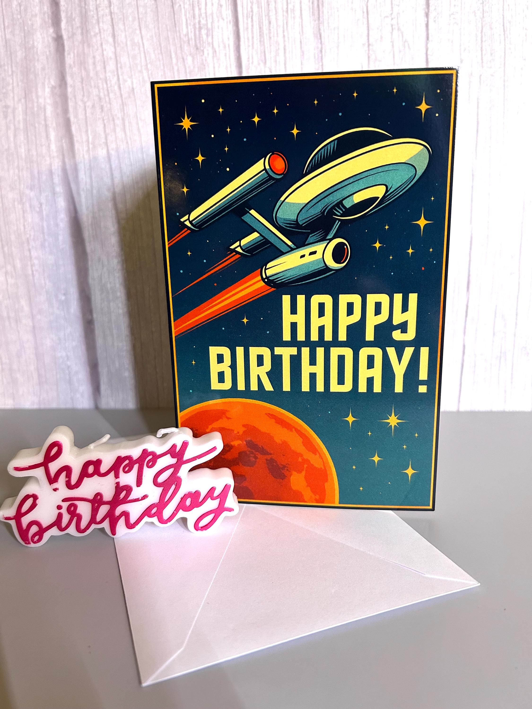 Artery8 Grußkarte 'Vulcan Salute' – Retro Space Design, Blanko Innen, 17,5x12,5 Cm, 280g/m² Premium-Karton