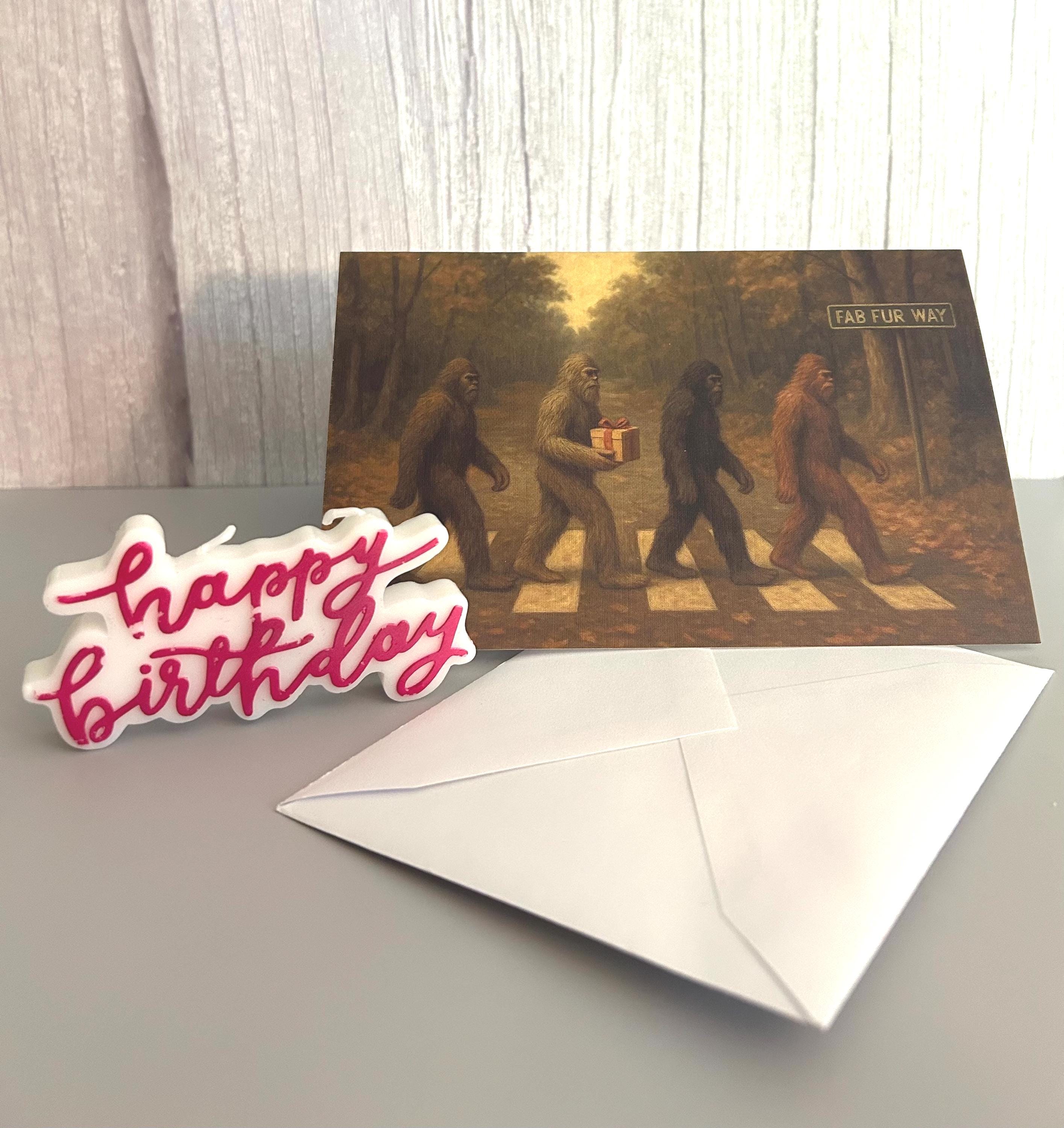 Sasquatch Riding Zebra Bigfoot Birthday Card: Humorous Sasquatch Zebra Crossing Parody - Etsy