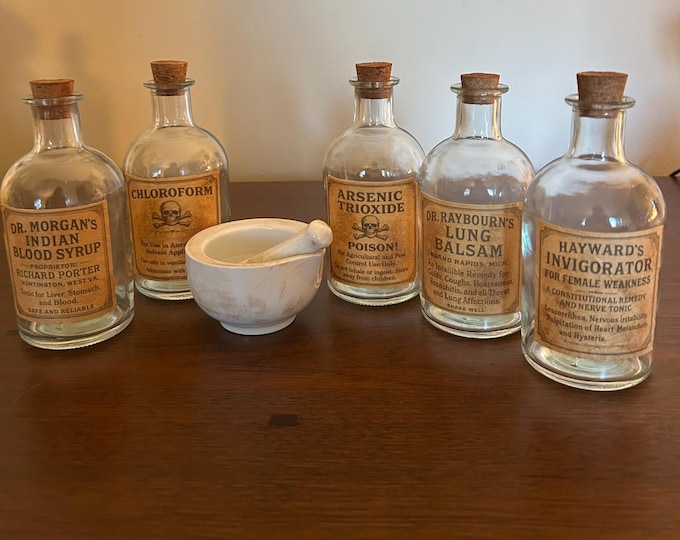 Vintage Poison Bottle Replica, Apothecary Decor, Halloween Prop