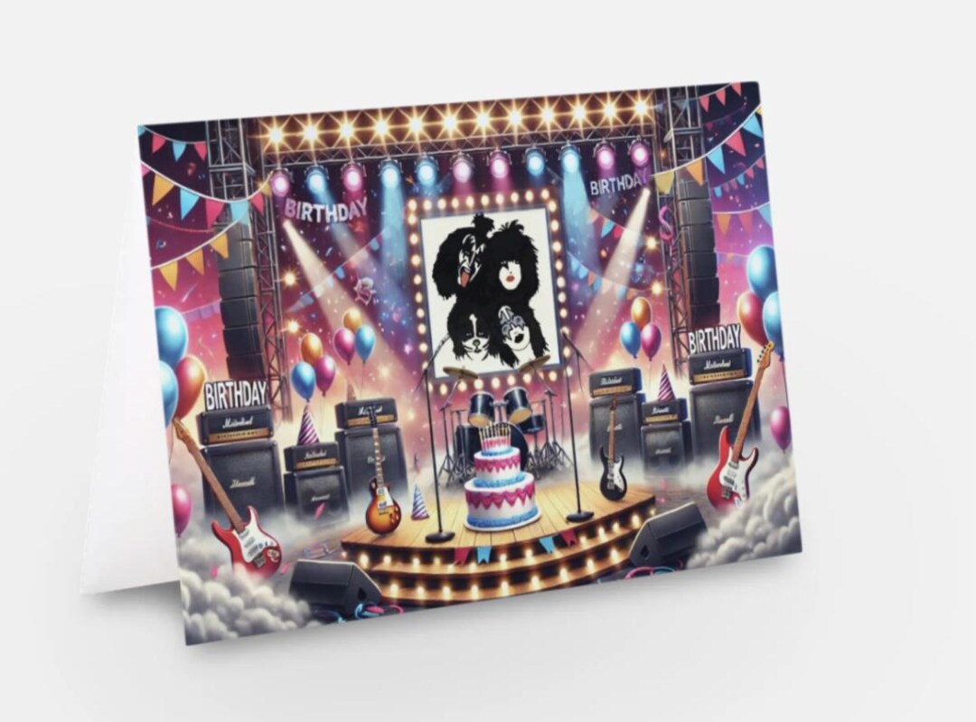 Glam Rock Birthday Card: Hand-drawn Music Fan Card - Etsy