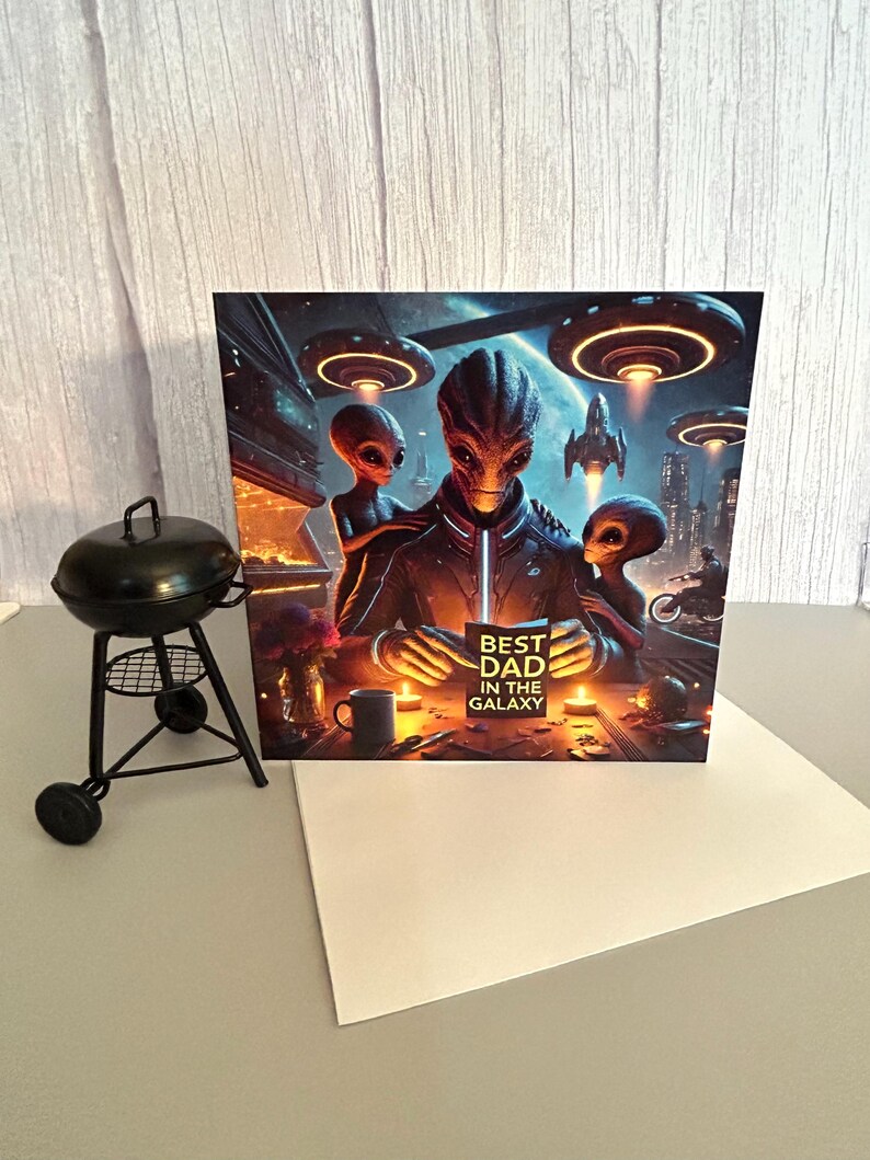Alien Father's Day Card, Sci Fi Extraterrestrial Dad Greeting, Non ...