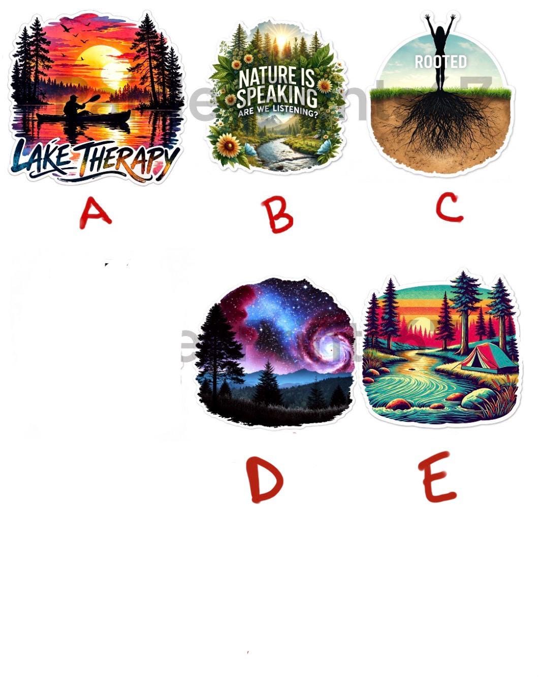 Nature Stickers, Lake Therapy, Camping, Forest Art, Journal Decals - Etsy