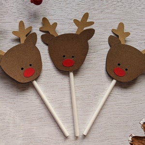 Rudolph Cupcake Topper, Reindeer Cupcake Topper, Holiday Cupcake Topper, Christmas Decor