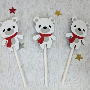 Polar Bear Cupcake Toppers, Winter Polar Bear Cupcake Toppers, Winter Onederland, Winter Party