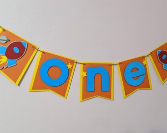 Rocket Banner, Rocket One Banner, Rocket High Chair Banner, Spaceship Banner, Blast Off, First Birthday