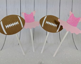 Tutus or Touchdowns Cupcake Toppers, Tutus or Touchdowns Gender Reveal, Gender Reveal Cupcake Toppers