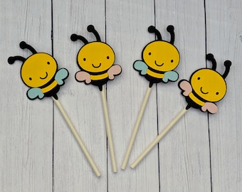 Bumble Bee Cupcake Toppers, Gender Reveal Party, Bee Gender Reveal Cupcake Toppers, What Will It Bee