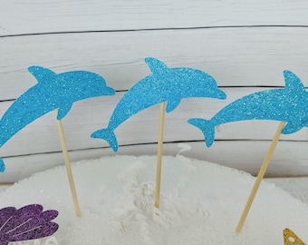 Dolphin Cupcake Toppers, Under The Sea Cupcake Toppers, Under The Sea Party, Under The Sea Decorations, Beach Party, Mermaid Party