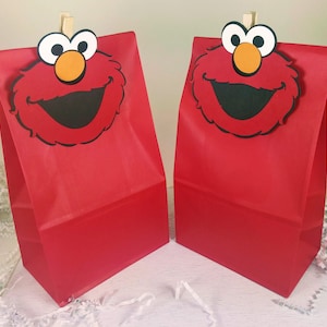 Elmo Treat Bags, Elmo Party Favors, Elmo Birthday Party, Sesame Street, Elmo Decor, Elmo Favor Bags
