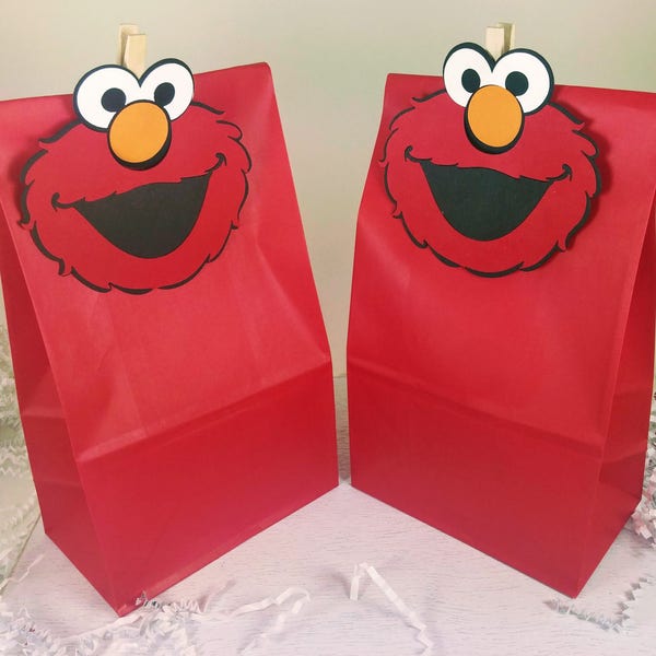 Elmo Treat Bags, Elmo Party Favors, Elmo Birthday Party, Sesame Street, Elmo Decor, Elmo Favor Bags