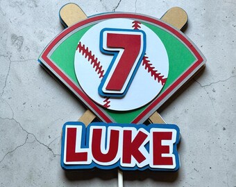 Topo de bolo de aniversário com tema de beisebol, decoração personalizada para festa esportiva com nome, primeiro aniversário do novato do ano