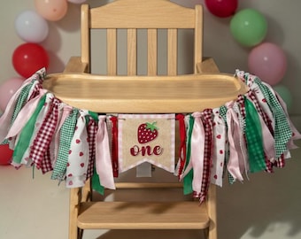 Berry First Birthday Banner, Sweet One Birthday, Strawberry Decor, Fabric Garland, Smash Cake Prop