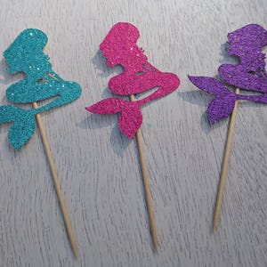 Glitter Mermaid Cupcake Toppers, Mermaid Birthday Party, Under the Sea Decor, Mermaid Decor, Mermaid Party, Set of 12