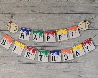 Art Birthday Banner, Paint Birthday Banner, Art Party, Paint Party, Rainbow Party
