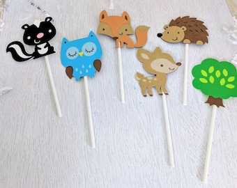 Woodland Cupcake Toppers, Forest Cupcake Toppers, Wildlife Party, Woodland Birthday, Baby Shower, Wildlife Birthday Party