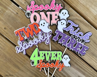 Spooky Halloween Cake Topper, Ghosts, Spiders, One's Birthday Party Decor