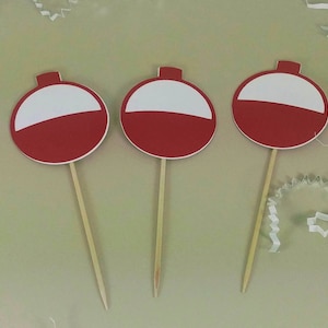 Fishing Cupcake Toppers, Bobber Cupcake Toppers, Fishing Party, Fishing Birthday Party, Retirement Party