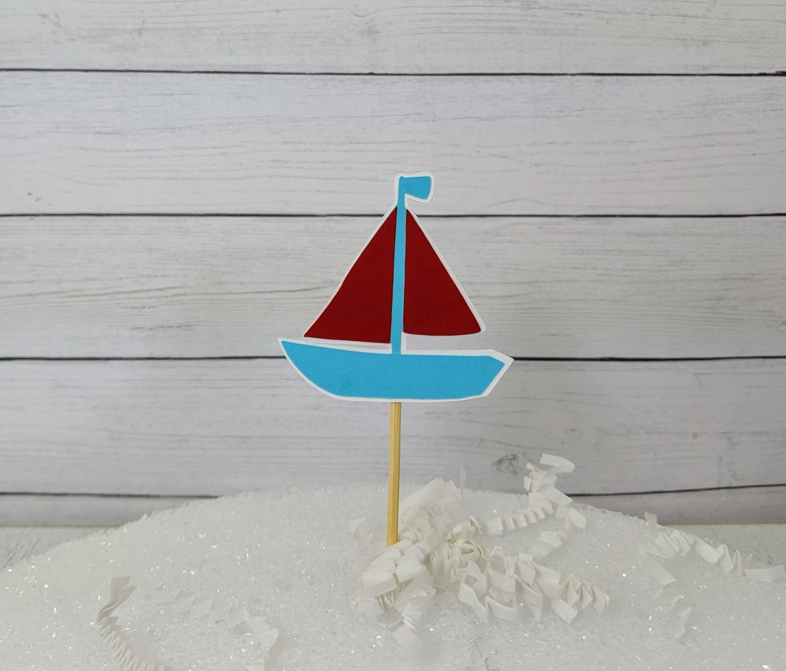 Sailboat Cupcake Toppers Sailing Party Nautical Cupcake Etsy