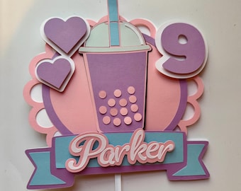 Boba Tea Cake Topper, Tea Party, Boba Tea Party, Cake Topper, Boba Party Decor, Bubble Tea Party