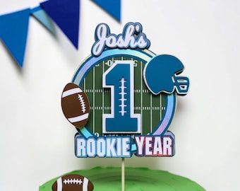 Custom Rookie of the Year Football Cake Topper, 1st Birthday Party Decorations
