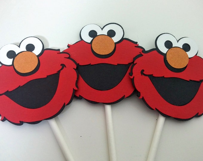 Elmo Cupcake Toppers, Elmo Birthday, Sesame Street, Sesame Street