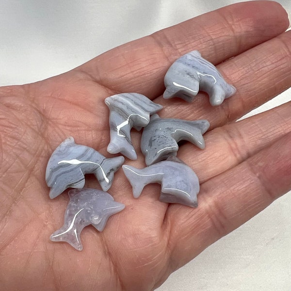 Blue Lace Agate Dolphin Crystal Carving