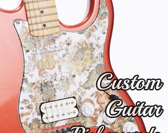 Custom Fender Style Pickguards - Fit Strat and Tele - Faded Floral and More - Vintage Style - Add Your Own Design - SSS HSS Tele