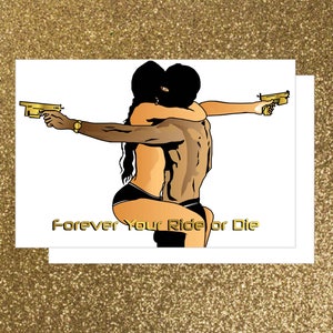 Tarjetas de felicitación interraciales (Ride or Die, afroamericana, hispana, divertida, amorosa)