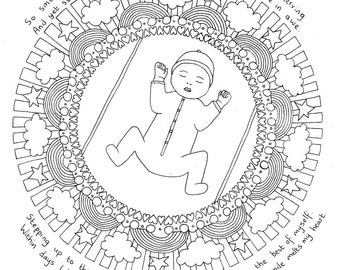 Newborn baby love - Pregnancy colouring and affirmations - Digital download