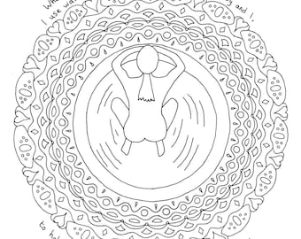 Water birth art - Pregnancy colouring and affirmations - Digital download