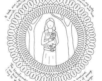 Growing into motherhood - Baby colouring image - Digital Download