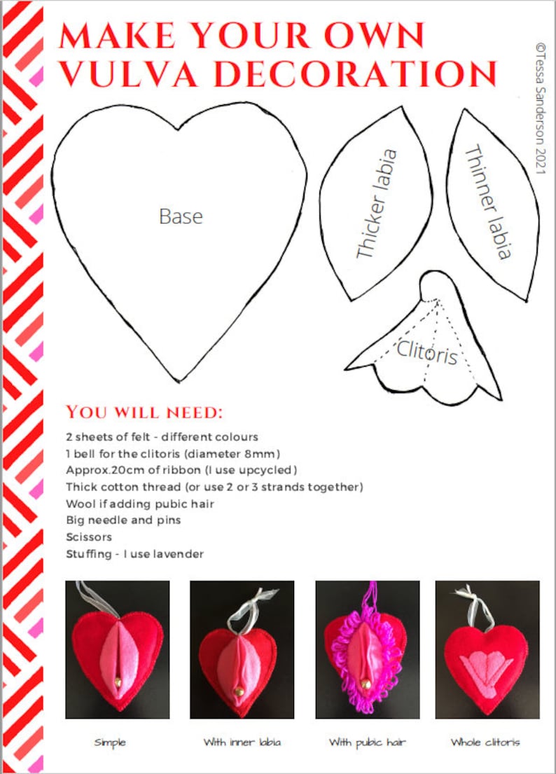 Make your own felt Vulva Valentine decoration (instructions) image 6