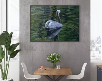 Pelican on the Water - 16" x 20" Poster Art Print of Original Painting
