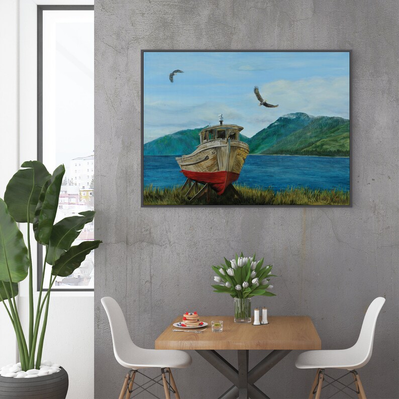 Weathered Fishing Boat Print 16 x 20 Poster Art Print of Original Painting image 2