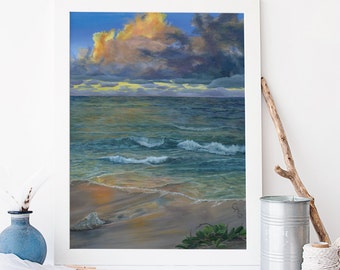 Soothing Beach Sunset - Poster Art Print of Original Painting