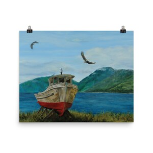 Weathered Fishing Boat Print 16 x 20 Poster Art Print of Original Painting image 4